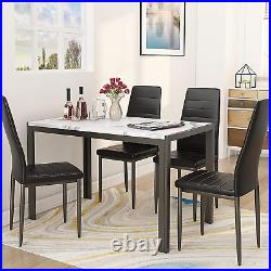Dining Table Set for 4, 5 Piece Dining Table Set Faux Marble Kitchen Table and C