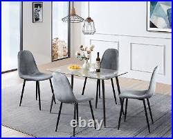 Dining Table Set for 4, 5 Piece Glass Kitchen Home Table and Dining Chairs Set