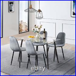 Dining Table Set for 4, 5 Piece Glass Kitchen Home Table and Dining Chairs Set
