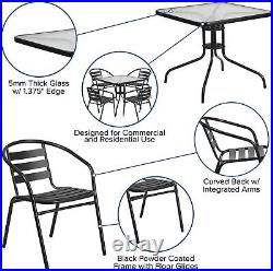 Flash Furniture 5-Piece Patio Dining Set with 31.5 Square Glass Metal Table and