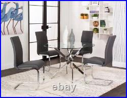 Furnish Theory Calypso 5-Piece Dining Set 45 Round Tempered Glass Table & Charco