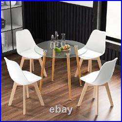 Giantex Dining Table Set for 4, Modern 5-Piece Dining Room Set with 1 Round Temper