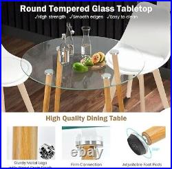 Giantex Dining Table Set for 4, Modern 5-Piece Dining Room Set with 1 Round Temper