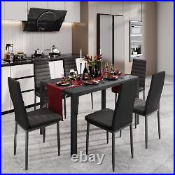 Gizoon Glass Dining Table Sets for 6, 7 Piece Kitchen Table and Chairs Set for 6