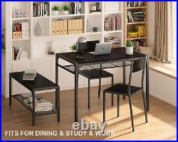 Gizoon Kitchen Table and 2 Chairs for 4 with Bench, 4 Piece Dining Table Set for