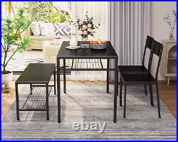 Gizoon Kitchen Table and 2 Chairs for 4 with Bench, 4 Piece Dining Table Set for