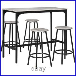 HOMCOM 5-Piece Bar Table and Chairs Set with Metal Frame for Dining Room