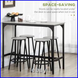 HOMCOM 5-Piece Bar Table and Chairs Set with Metal Frame for Dining Room