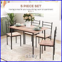 HOMCOM 5 Piece Dining Table Set for 4, Space Saving Table and 4 Chairs