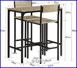 Haotian OGT03-N, 3 Piece Dining Set, Dining Table with 2 Stools
