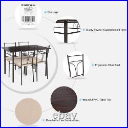 IKayaa 5-Piece Dining Table Set Metal Frame for Dining Room Apartment A2H0