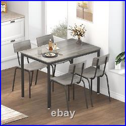Industrial 5Piece Dining Table Bar Stools Set Kitchen 4x Chairs Metal Frame Gray