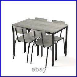 Industrial 5Piece Dining Table Bar Stools Set Kitchen 4x Chairs Metal Frame Gray