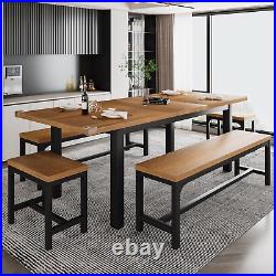 Ipormis 5-Piece Dining Table Set for 4-8 People, Extendable Kitchen Table Set wi