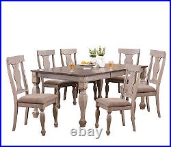Kings Brand Almon 2-Tone Brown Wood 7-Piece Dining Room Set, Table & 6 Chairs