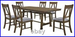 Kings Brand Furniture 7 Piece Dining Room Set. Table & 6 Chairs, Brown/Blue