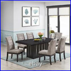 Kings Brand Furniture 7-Piece Wood Dining Room Set, Table & 6 Chairs, Gray