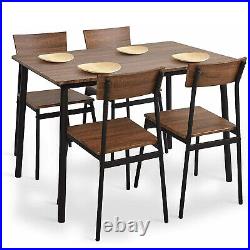 LUCKYERMORE 5 Piece Dining Table Chairs Set Wooden Kitchen Breakfast Furniture