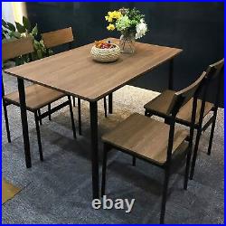 LUCKYERMORE 5 Piece Dining Table Chairs Set Wooden Kitchen Breakfast Furniture