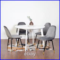 Lassan Contemporary 5-Piece Dining Set, White Round Dining Table with 4 Chairs
