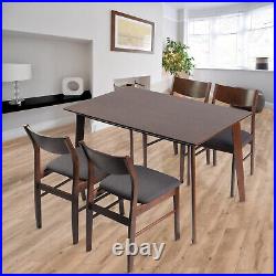 Luckyermore 5 Piece Wooden Dining Room Table Set 4 Chairs Kitchen Breakfast Home