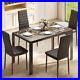 Marble Pattern 5 Piece Dining Table and Chairs Set Glass Top Design for 4