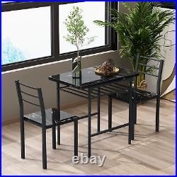 Modern 3-Piece Dining Table Set with 2 Chairs for Dining Room, Black