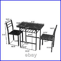 Modern 3-Piece Dining Table Set with 2 Chairs for Dining Room, Black