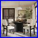 Modern 5-Piece Dining Table Set Pedestal 4 Upholstered Chairs Apartment Black