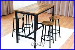 Modern 5-Piece Dining Table Set with 4 Chairs for Dining Room, Black Frame+Brown