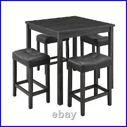 Modern 5 Piece Dining Table Set with 4 PU leather Upholstered Stools&a table