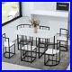 Modern 7-Piece Dining Table Set Faux Marble Compact 55Inch Kitchen Black+White