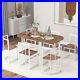 Modern 7-Piece Dining Table Set Faux Marble Compact 55Inch Kitchen White+Cherry