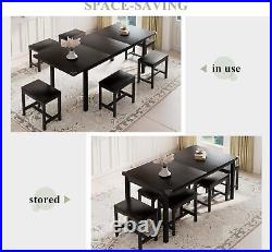Modern 7-Piece Extendable Dining Set 63 Table, 6 Chairs Easy Assembly, Stylish