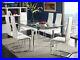 Modern Rectangular Glass Top Table & White Chairs 7 piece Dining Room Set IN70