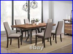 NEW Modern Walnut Brown 7 piece Dining Room Furniture Table Gray Chairs Set IC7Z