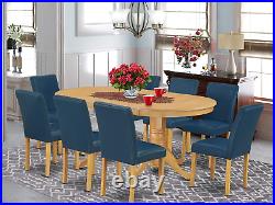 Oasis Blue 9-Piece Modern Dining Table Set with Butterfly Leaf