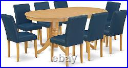 Oasis Blue 9-Piece Modern Dining Table Set with Butterfly Leaf