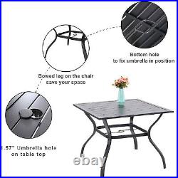 PHI VILLA 6 Piece Outdoor Dining Furniture Set Patio Chairs Table with Umbrella