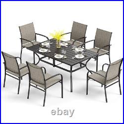 PHI VILLA 7 Piece Patio Dining Set Outdoor Table Chairs Set for Lawn Porch Yard