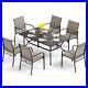 PHI VILLA 7 Piece Patio Dining Set Outdoor Table Chairs Set for Lawn Porch Yard