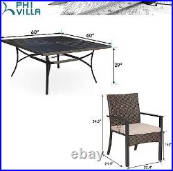 PHI VILLA 9Piece Outdoor Dining Set Rattan Chairs & Square Table Patio Furniture