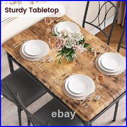 Retro Brown 5-Piece Dining Table Set for Small Space Kitchen Table Set for 4 NEW