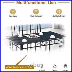 SUGIFT 5 Piece Dining Table Set Wood Metal Table and 4 PU Cushion Chairs