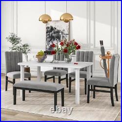 Sturdy and Durable 6 Piece Dining Table Set with Table and 4 Chairs & Bench