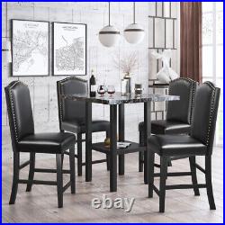 TOPMAX 5 Piece Dining Set Dining Room, Black Chair+Gray Table