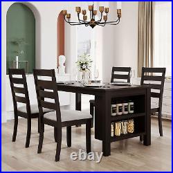 TOPMAX Farmhouse Wood 5-Piece Dining Table Set with 2-Tier Storage