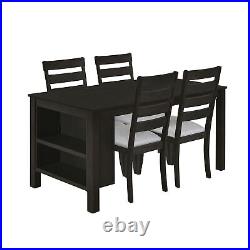 TOPMAX Farmhouse Wood 5-Piece Dining Table Set with 2-Tier Storage