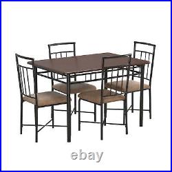 Table 5-Piece Wood Metal Dining Sturdy 4 Chairs Rugged Kitchen Room Smaller New