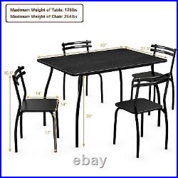 Topbuy 5 Piece Dining Table Set 4 Chairs for Kitchen Breakfast Furniture Black